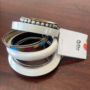 Antika bracelets Chunky White and Multicolor Bangle Set New size OS